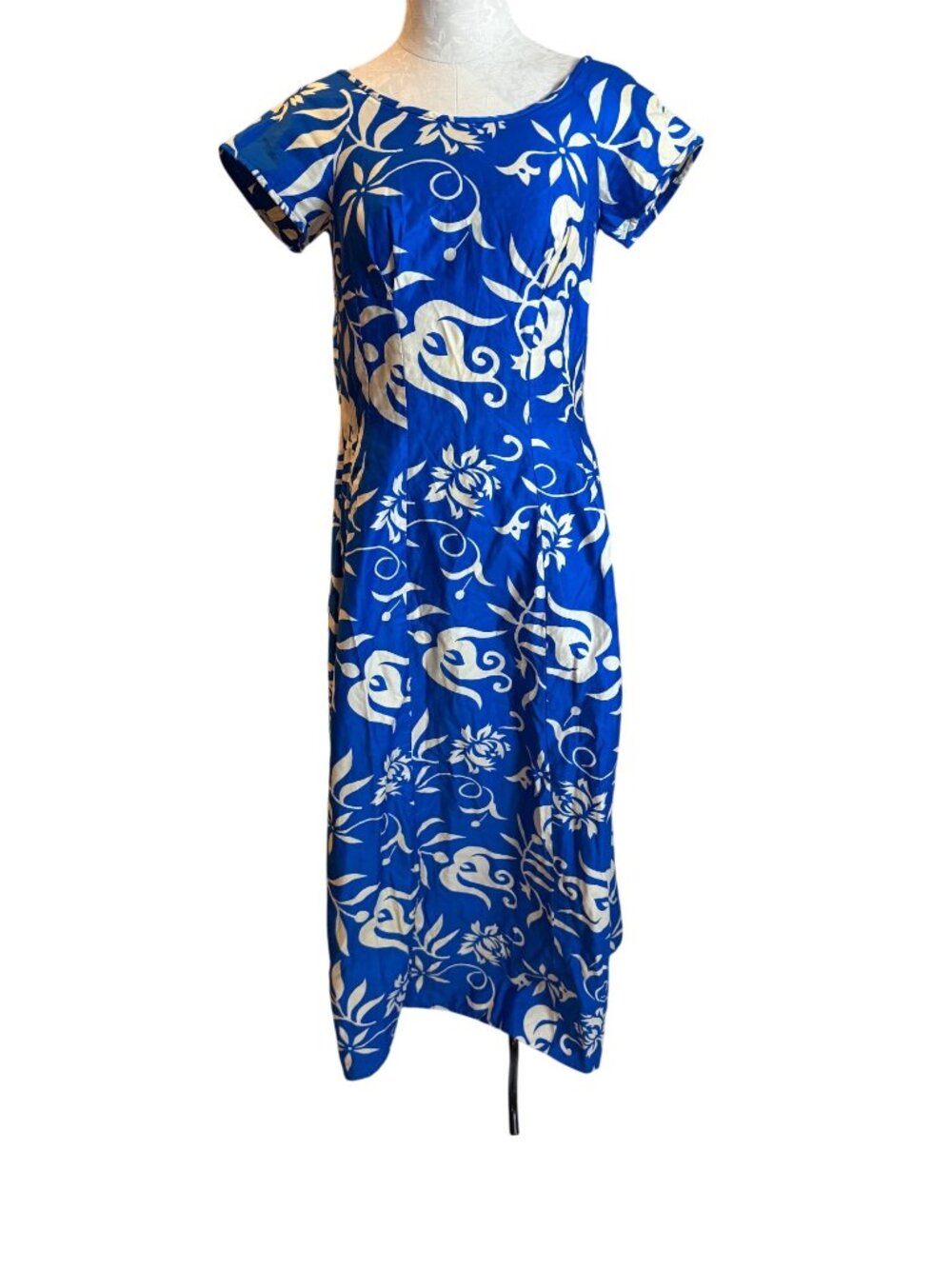 Paradise Hawaii Womens Maxi Dress Size Medium Tropical Blue Pullover Vintage - Picture 9 of 14